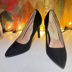 DREAM PAIRS Black Suede High Heel Pump,6